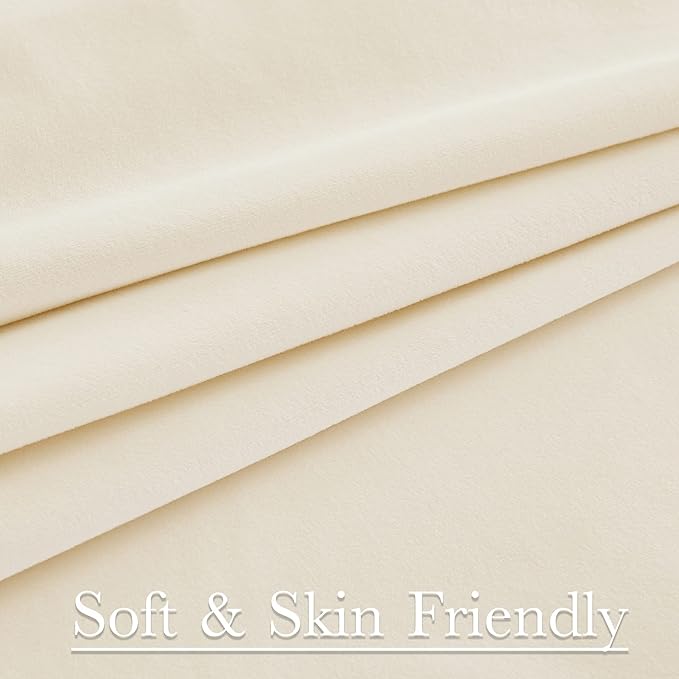 StangH Ivory White Curtains Velvet 108 inches for Sliding Door, Super Soft Elegant Decor Light Dimming Privacy Protect Window Drapes for Living Dining Room/Hotel Office, W52 x L108, 2 Panels