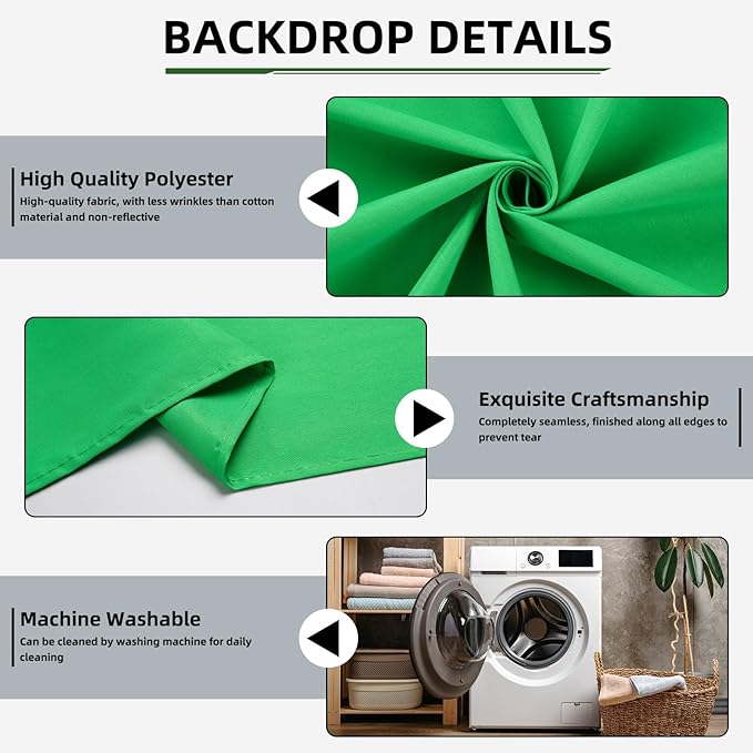 Green Screen Backdrop,10x7FT Green Photo Backdrop for Photography Chromakey Virtual GreenScreen Background Curtain for Streaming Gaming Studio Photoshoot Christmas Party Video Recording