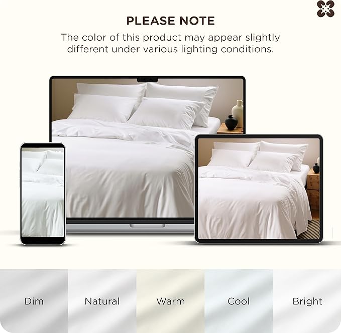 Bedsure Cotton Duvet Cover Queen Size, Cotton & Rayon Derived from Bamboo Blend Duvet Cover Set for Hot Sleepers, Ultra-Soft, Breathable & Lightweight Home Bedding for All Seasons (White,90"x90")