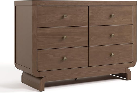 Storkcraft Santorini 6 Drawer Double Dresser (Hazelnut) - GREENGUARD Gold Certified, Interlocking Drawer System, Dresser Drawer Organizer for Kids Bedroom