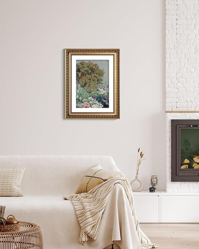 ARPEOTCY Vintage Gold Framed Wall Art, Nature Flower Garden Retro Paintings, Aesthetic Canvas Prints Artwork with Frame, Classical Victorian Wall Decor for Living Room Bathroom Bedroom 11x14 inch