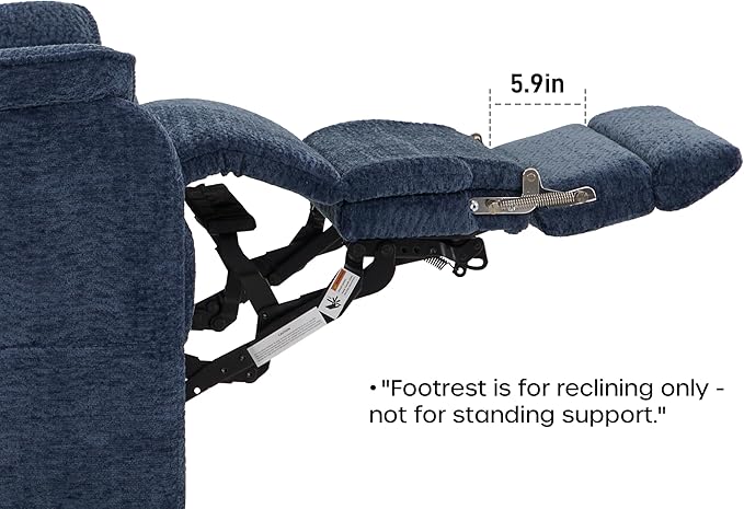 DYNOX 400 LBS Big Tall Man Large-Wide Power Dual Motor Lift Recliners Chairs for Elderly, Lay Flat Lift Chair with Infinite Positions, Heat & Massage, Extended Footrest (9298L,Chenille,Blue)