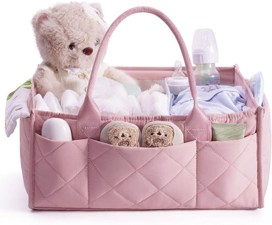CEI-CEI Baby Diaper Caddy Organizer with Handle, Large Portable Nursery Storage Basket for Newborn Essentials, Changing Table and Car Organizer, Gift for Baby Shower