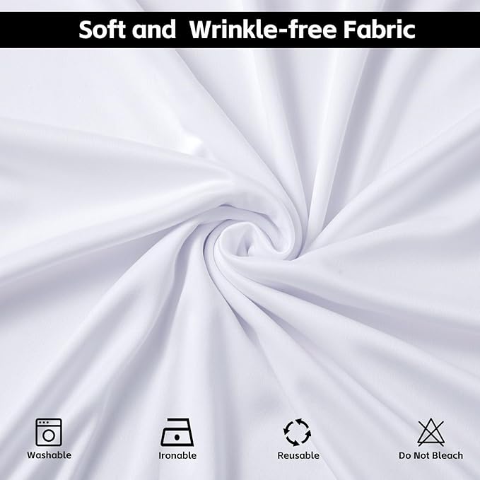 30x10FT White Backdrop Curtains for Wedding Parties, Wrinkle Free Photo Backdrop Curtains for Wedding Birthday Party Baby Shower, Fabric Drape with Rod Pockets 5ft x 10ft, 6 Panels