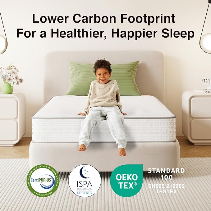 Novilla Twin XL Mattress, 8 Inch TXL Size Mattresses in a Box with Smarts™ Coil for Pressure Relief, Medium Plush Foam and Spring Hybrid Colchones with CertiPUR-US Certified for Kids