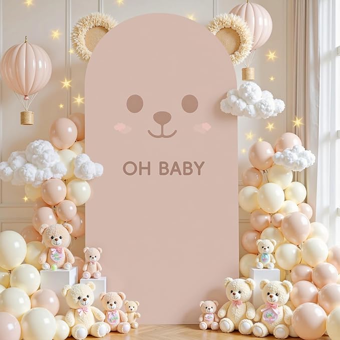 Nude Arch Backdrop Cover 6.6FT Spandex Fitted Wedding Arch Stand Covers Round Top Chiara Arch Covers Stretchy Backdrop Cover for Birthday Party Ceremony Banquet Decoration
