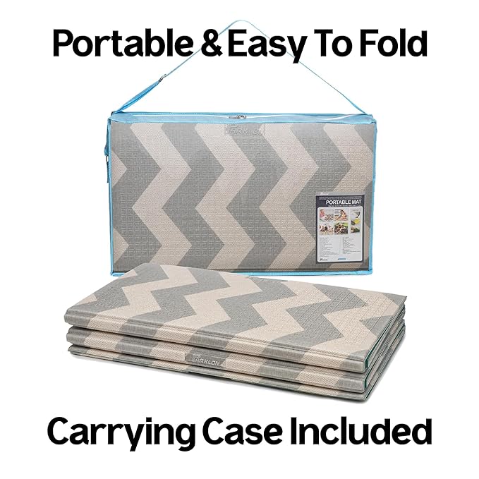 Parklon Baby Play Mat, Foldable & Portable, Large Size (78.7 x 55.1), Indoor, Outdoor, Waterproof, Made in Korea - Urban Zig Zag
