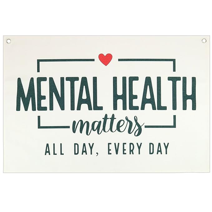 Mental Health Inspirational Rectangular Banner Flag Pennant Wall Art Decor Gift for Boy Girl Kids,Classroom Therapy Office Homeschool Reading Room Decor-Mental Health Matters-Birthday Christmas Gift