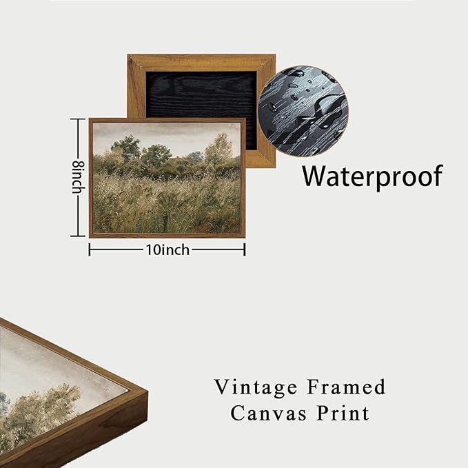 OIQArtOIQ Framed Vintage Landscape Wall Art Natural Scenery Oil Painting Canvas Prints Country Farmhouse Aesthetic Decor Pictures for Kitchen Bedroom Living Room Bathroom