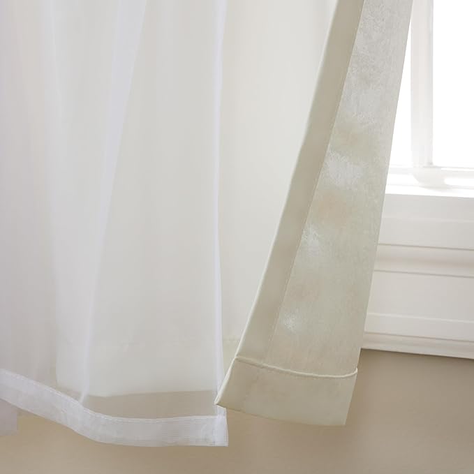 TOWN & COUNTRY LUXE Talia Double Layer Indoor Curtains, Sheer and Room Darkening Blackout, Grommet Top, Energy Efficient, 2-Pack Set, 52"x108", Vanilla
