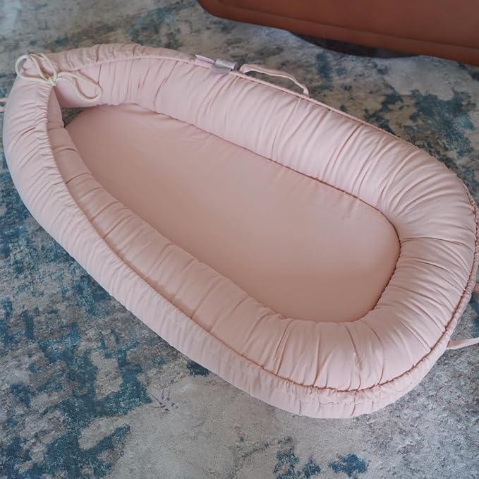 Infant Lounger, Baby Nest Cover for Baby Girls & Boys, Newborn Essentials for Baby 0-12 Months, 100% Cotton Breathable (Mistyrose_Corduroy)