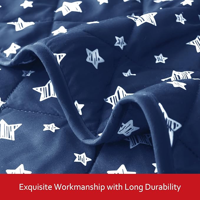 Baby Blanket for Boys and Girls, Soft Cozy Toddler Comforter Quilted with Navy Star Print, Ultra Soft and Comfortable Down Alternative Crib Comforter, 39x47 Inches