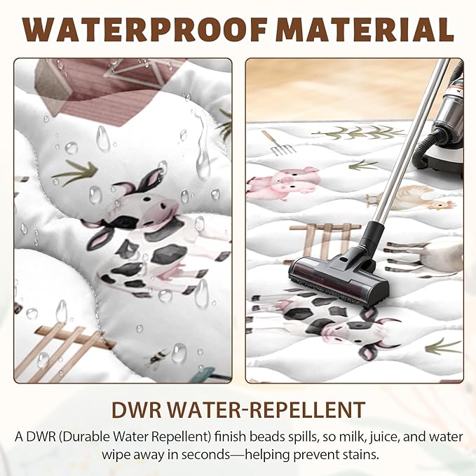 Baby Play Mat 50"x50" Extra Thick Foam Playmat - Water-Resistant Non-Slip Floor Mat & Cushioned Crawling Mat for Babies, Infants & Toddlers for Tummy Time(Cute Farm Animals)