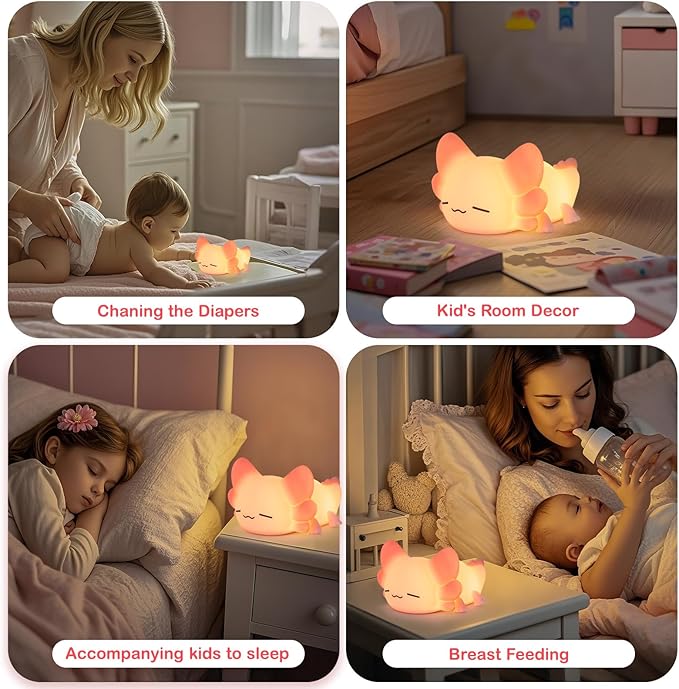 ZKLiLi Night Light for Kids Cute Axolotl Lamp,16 Colors+Tap+Remote+Silicone Night Light Gifts for Kids,USB Rechargeable Axolotl Night Lights for Room Decoration