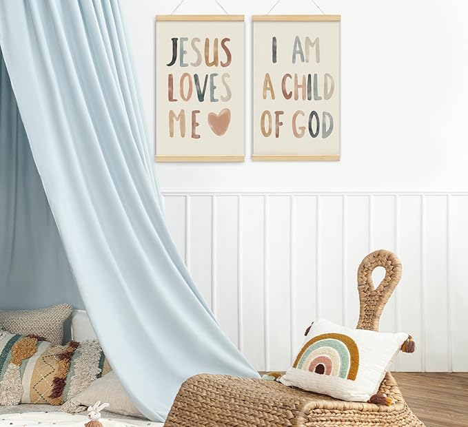foedor Christian Jesus Decor Wall Art Posters Framed,Bible Verse Child of God Boho Decoration for Nursery Baby Kids Bedroom,Christian Decor for Church Newborn Baby Room Home School 16x24 Inch,Set of 2