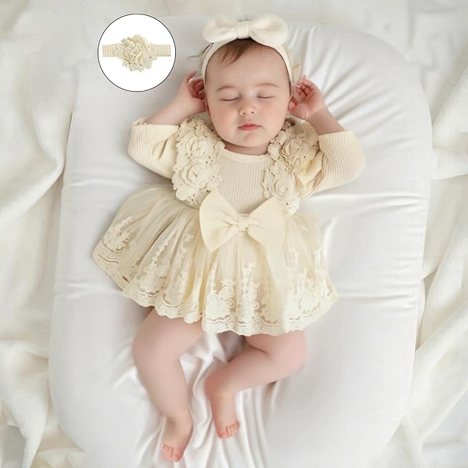 Giraropa Baby Girl Fall Winter Clothes Long Sleeve Romper Dress + Socks + Headband Newborn Infant Cute Casual Outfits