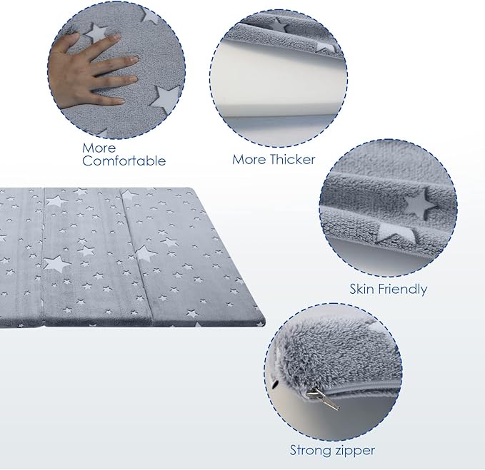 MeMoreCool Kids Floor Mattress, Play Mat Muscle Mat Large 6x4 FT, Thicken Foam Futon Mattress for Playroom, Foldable Sleeping Crawling Pad for Children’s Play Area