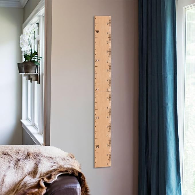 HEADWATERS STUDIO Wooden Growth Chart for Wall - Size Height Chart for Kids, Growth Measuring Board and Kids Height Wall Chart, Growth Chart for Kids, Height Chart for Wall - Natural (63"x6.7")
