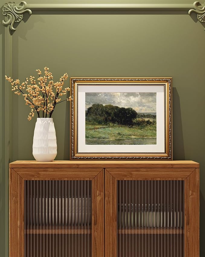 ARPEOTCY Vintage Gold Framed Wall Art, Swale Land Scenery Retro Paintings, Canvas Prints Artwork with Antique Frame, Victorian Wall Picture Decor for Room Gallery Living Room 13x16 inch