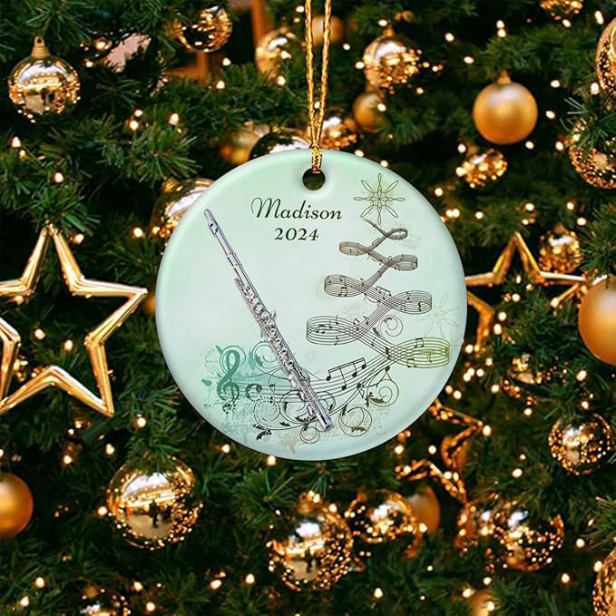 wowcugi Flute Ornament Personalized Instrument Ornaments for Christmas Tree Xmas Tree Decorations Keepsake Gifts for Band Instruments Music Lovers