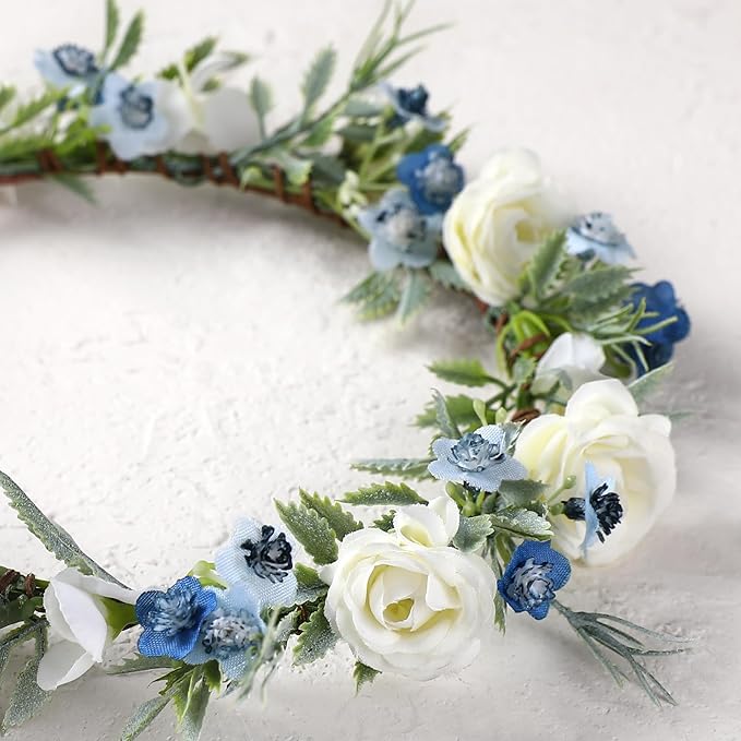 Women's White Rose Headpiece - Small Rose Starry Headband Traditional Round Headband Wedding Shooting Props Birthday Party Dance Party Decoration Renaissance Festival Crown
