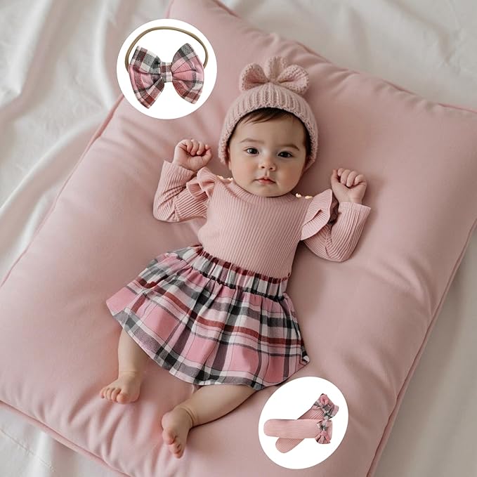 Giraropa Baby Girl Fall Winter Clothes Long Sleeve Romper Dress + Socks + Headband Newborn Infant Cute Casual Outfits
