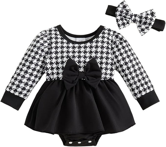 Giraropa Baby Girl Fall Winter Clothes Long Sleeve Romper Dress + Socks + Headband Newborn Infant Cute Casual Outfits