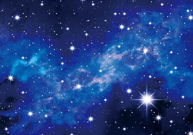Galaxy Universe Ceiling Wallpaper Blue Starry Sky and Nebula Wall Mural Living Room Bedroom（Not Self-Adhesive）