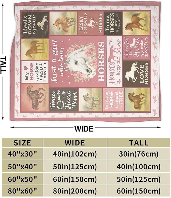 Horse Blanket Farm Horses Throw Blanket Fuzzy Plush Super Fleece Plush Soft Cozy Warm Stuff Bedding Toddler Nursery Baby Blankets Gifts for Boys Girls Kids Adult Men Women 60"X80"