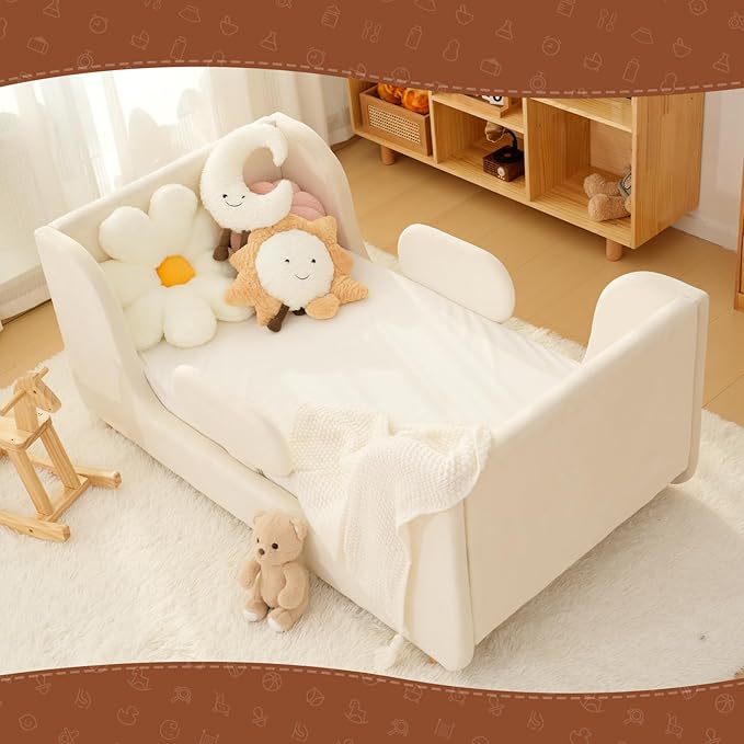 DoCred Toddler Bed - Toddler Floor Bed Frame with Removable Guard Rails, Kids Beds for Ages 2-7 Years, Kid Beds for Girls and Boys, Standard Crib Size(Mattress Not Included)
