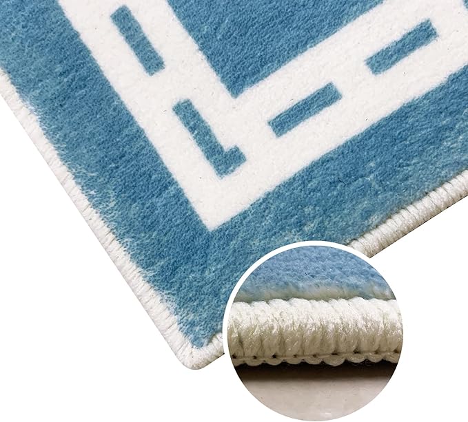 Kids Play Mat 4x6Ft Large Hopscotch Car Rug for Boys Bedroom Playroom Carpet Soft Classroom Educational Learning Area Children Rug, Blue