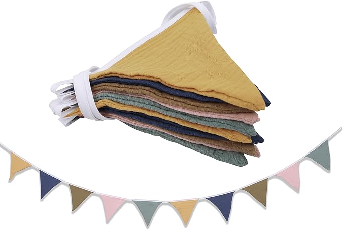 Pennant Banner Flags,Infant and toddler room decoration pennant,for Nursery Decor Baby Birthday Boho Wedding Shower Party Event (Dark multicolored banner)