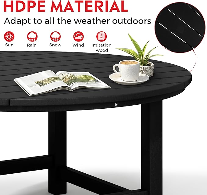 Costaelm Kids Dinner Table, Toddler Play Desk Student Desk Outdoor Childrens Picnic Tables for Children Arts & Crafts, Snack Time, Multi-Activity Table for Ages 2-8 in Home/Outside, Black