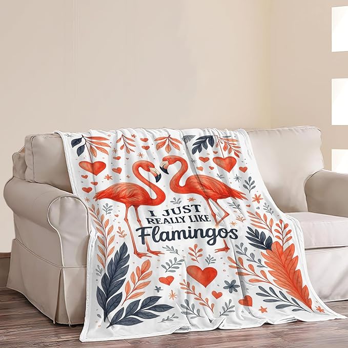 Flamingo Blanket I Just Really Like Flamingos Throw Blanket Tropical Leaves Soft Cozy Fleece Fuzzy Plush Warm Stuff Bedding Blankets Gifts for Boys Girls Kids Adult Men Women 50"X60"