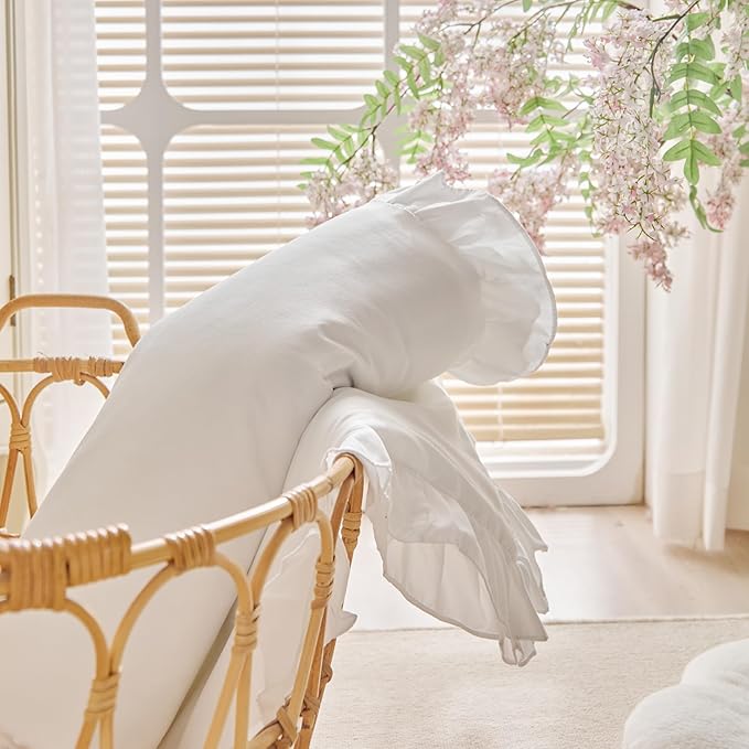 Ruffled Toddler Blanket Ruffle Comforter for Baby Toddler Girls, Soft Cozy Cute Quilted Blanket Breathable Microfiber Comfortable Down Alternative Small Size Quilt with Ruffle - 39"x 47" White