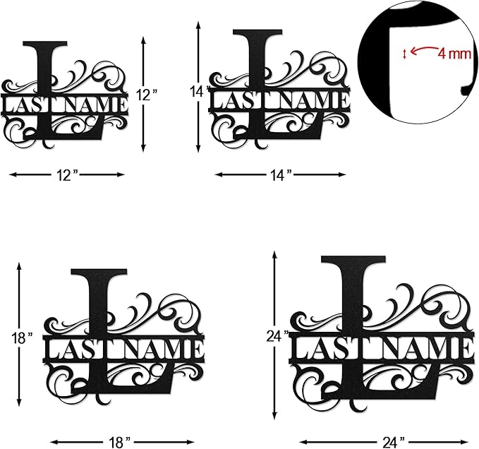 LULLBABYMALL Custom Metal Signs - Last Name Sign, Split Letter Monogram, Letter L, Family Name Wall Art, Outdoor Metal Signs, Personalized Wedding Gift