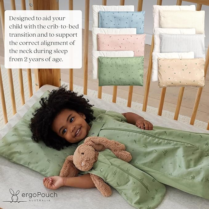 ergoPouch Organic Toddler Pillow and Cover – Low-Profile 1" Design for Proper Neck Alignment, Soft & Durable GOTS-Certified Cotton, Machine Washable, Breathable & Gentle on Skin (Daisies)