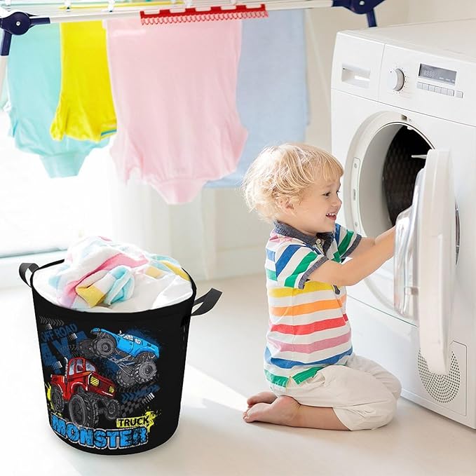 Monster Truck Laundry Basket Boys Room Decor Boys Hamper Dirty Clothes Bin Organizer Monster Truck Birthday Decorations