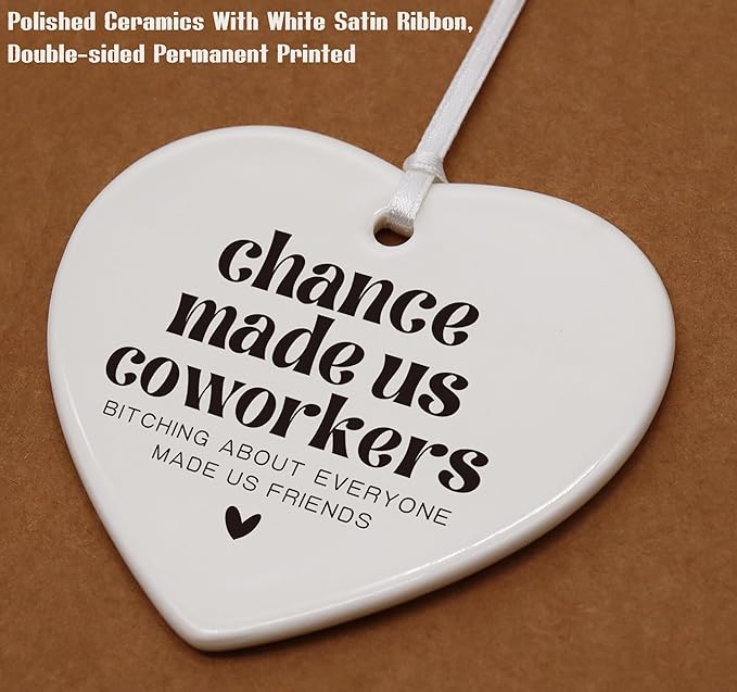 Heart Shaped Christmas Ornament-Chance Made Us Coworkers-Funny Promotion Retirement Farewell Leaving New Job Appreciation Gift for Boss Friend Coworker Keepsake with Gift Box