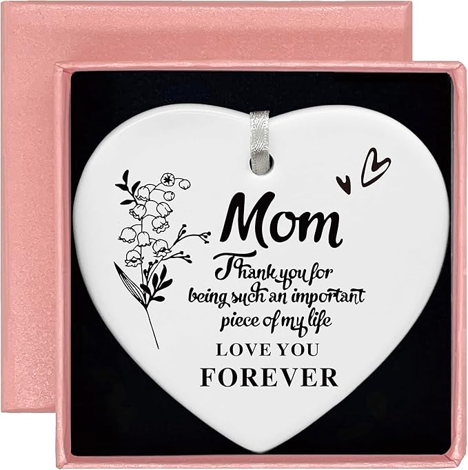 Heart Shaped Christmas Ornament-Mother’s Day Birthday Wedding Thanksgiving New Year Gift for Mom New Mom Mother-in-Law Bonus Mother-Appreciation Keepsake for Mama
