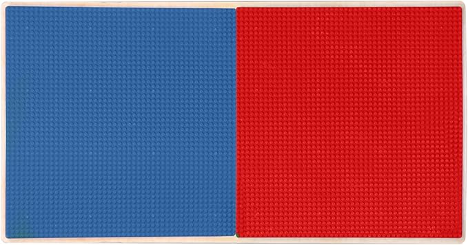 Contender Time-2-Play Deluxe Hardwood Red & Blue Lego Compatible Play Table for Kids with Storage, Activity Desk for Playroom with 30.75" W Rectangular Table Top & 16" Long Legs
