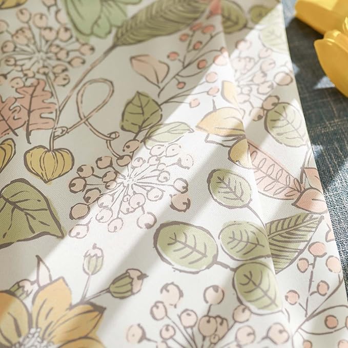 Vangao Yellow Nursery Curtains for Girls Room Floral Blackout Dorm Curtains 63 Inch Length Farmhouse Drapes for Bedroom Room Darkening Flower Patterned Window Treatment for Kids Set of 2