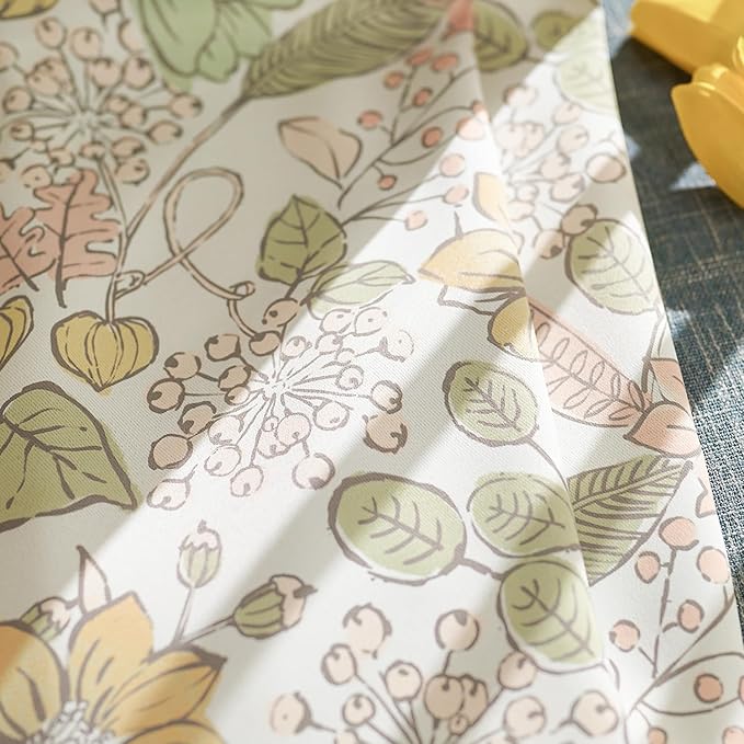 jinchan Nursery Curtains 95% Blackout Yellow Floral Curtains for Girls Room, 96 Inch Length Farmhouse Drapes for Bedroom Living Room Darkening Window Treatment Fall Decor Grommet Top Set of 2 Panels