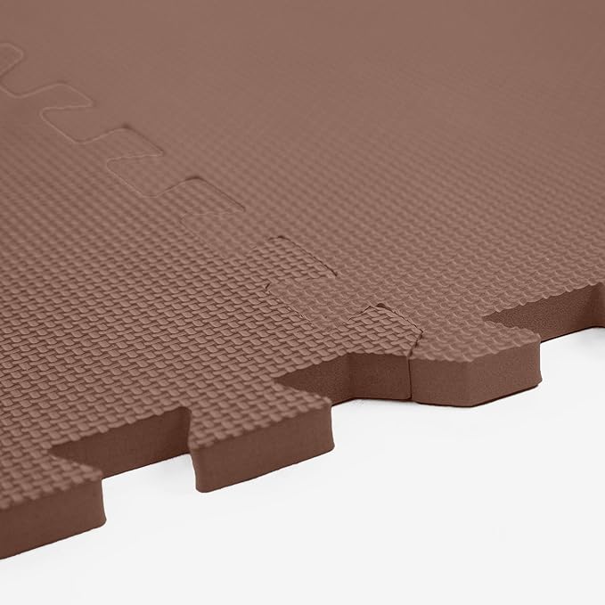 Flooring Inc's 1/2" Soft Non-Toxic Baby Play Mat, Toddler Playmat, Colorful Puzzle PlayMat, Floor Mats for Kids & Babies, EVA Foam Interlocking Tiles for Nursery & Playroom | Brown, 20 Tiles, 80 Sq/Ft