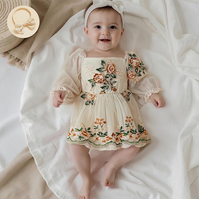 Giraropa Baby Girl Fall Winter Clothes Long Sleeve Romper Dress + Socks + Headband Newborn Infant Cute Casual Outfits