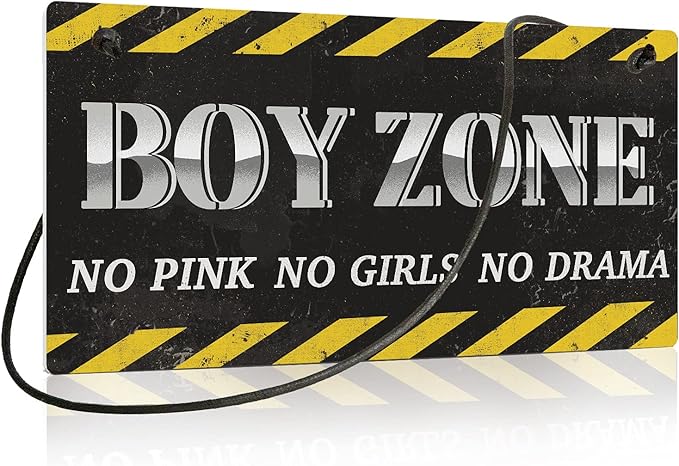Putuo Decor Little Man Cave Sign, Kids Room Wall Decor, Toddler Boys, Baby, 10x5 Inches PVC Hanging Plaque Gift (No Pink, No Girls, No Drama Boys Zone)