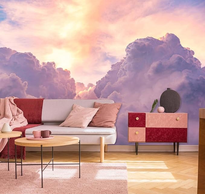 Sky Cloud Wallpaper Mural for Bedroom Living Room Bathroom(Not Self-Adhesive)