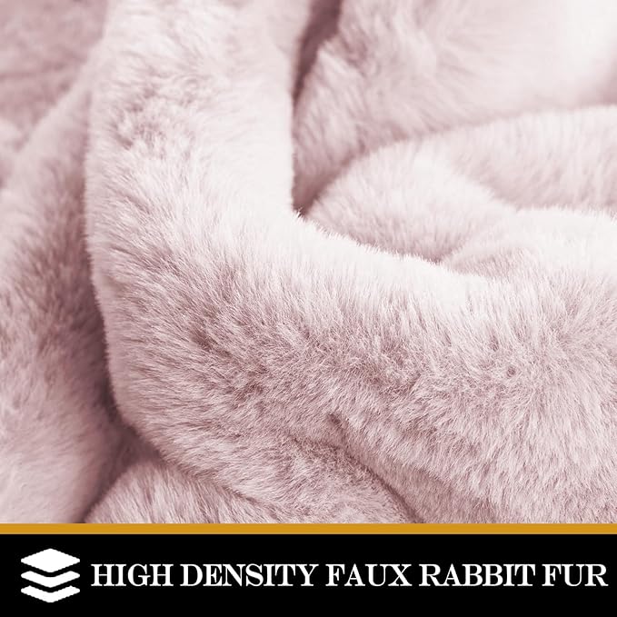 Latepis Faux Rabbit Fur Dorm Rug Light Pink Round Rugs 5ft Fluffy Washable Non-Slip Rug for Living Room, Bedroom, Nursery and Playing Room
