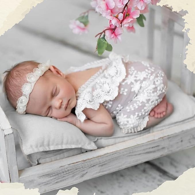 M&G House Newborn Photography Props Mattress Pillow Photography Accessories Baby Photoshoot Props Bed Mattress Bed Mat(White)