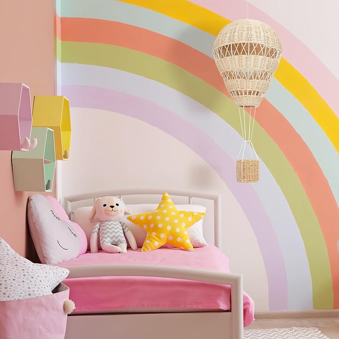 Cabilock 1pc Woven Rattan Hot Air Balloon Decor, 22. 44 Inch Wall Hanging Hot Air Balloon for Kids Room Nursery Ornament, Art Photography Prop Backdrop Pendant Decoration